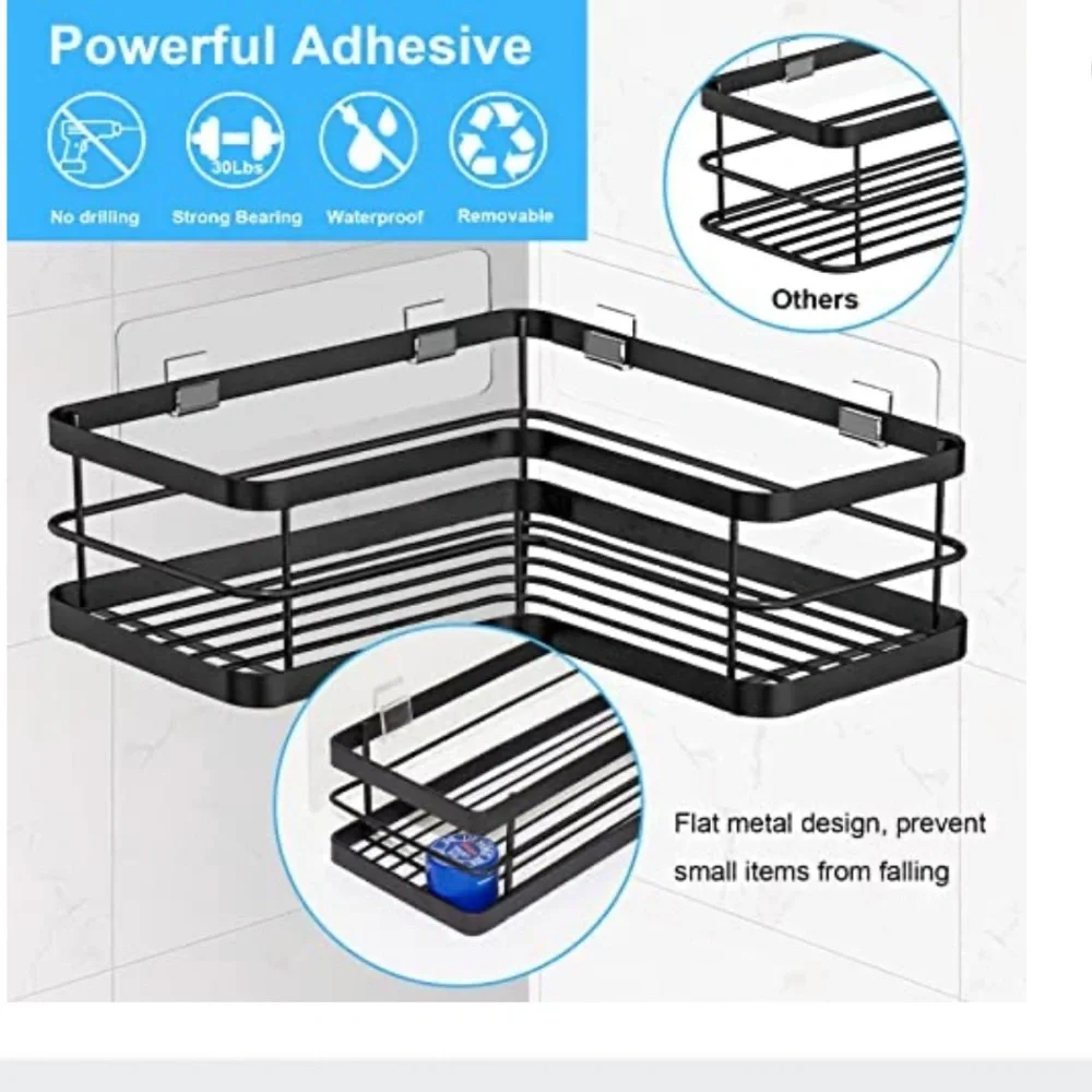 Bathroom / Kitchen Storage Rack Set of 3 in Black metal. New.